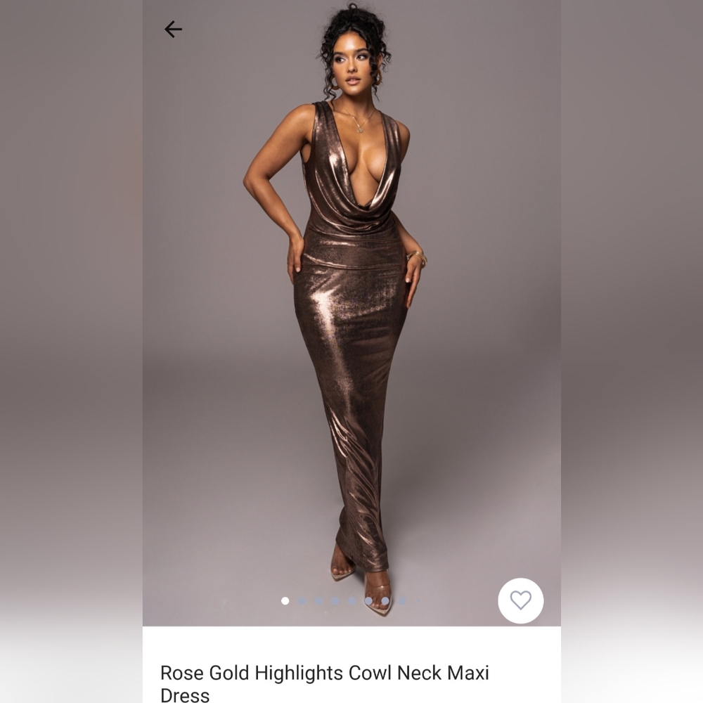 Rose Gold Highlights Cowl Neck Maxi Dress